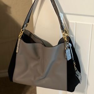 Coach gray, black and snake print bag